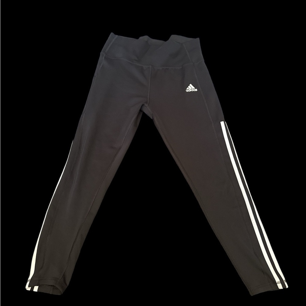 Adidas Kids Black Leggings with White Stripes